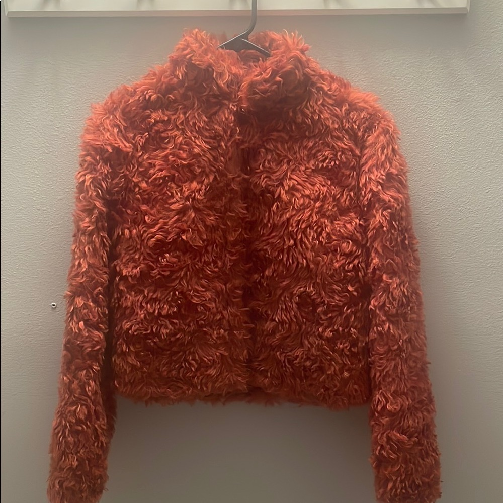Jonathan Simkhai Faux Fur Burnt Orange Jacket